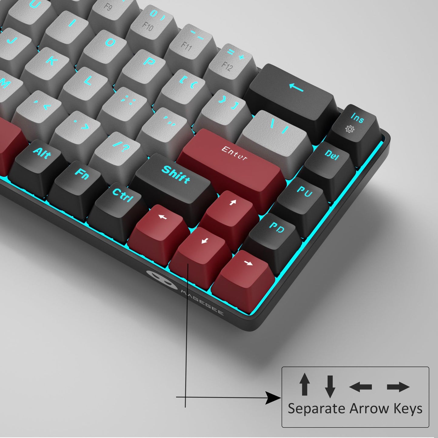 MageGee Portable 60% Mechanical Gaming Keyboard, MK-Box LED Backlit Compact 68 Keys Mini Wired Office Keyboard with Red Switch for Windows Laptop PC Mac - Black/Grey