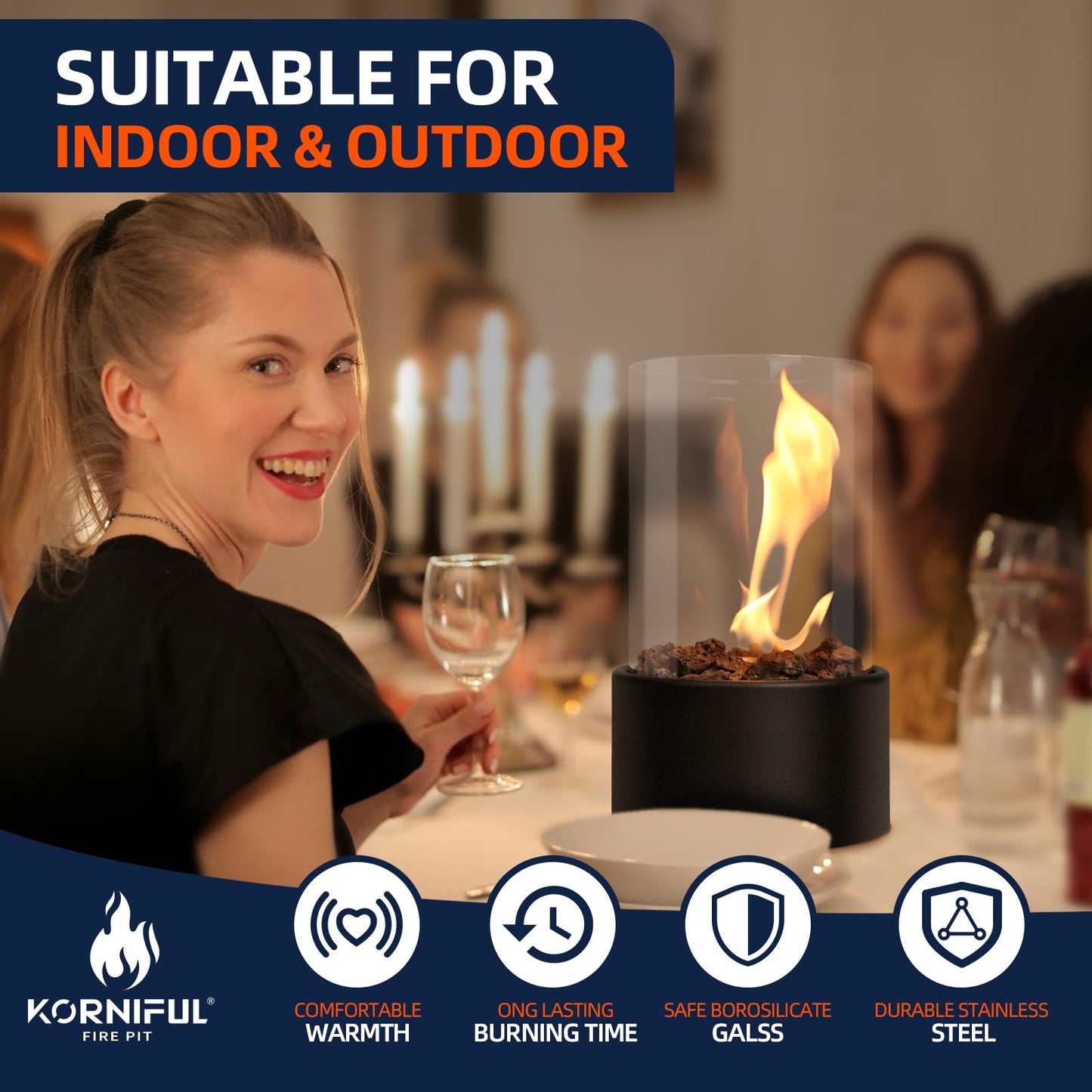 2024 New Tabletop Fire Pit,Woodgrain Portable Table Top Firepit Outdoor Indoor Table top Fireplace Smores Maker for Family Dinner Party Patio Balcony Backyard Housewarming Table Decor