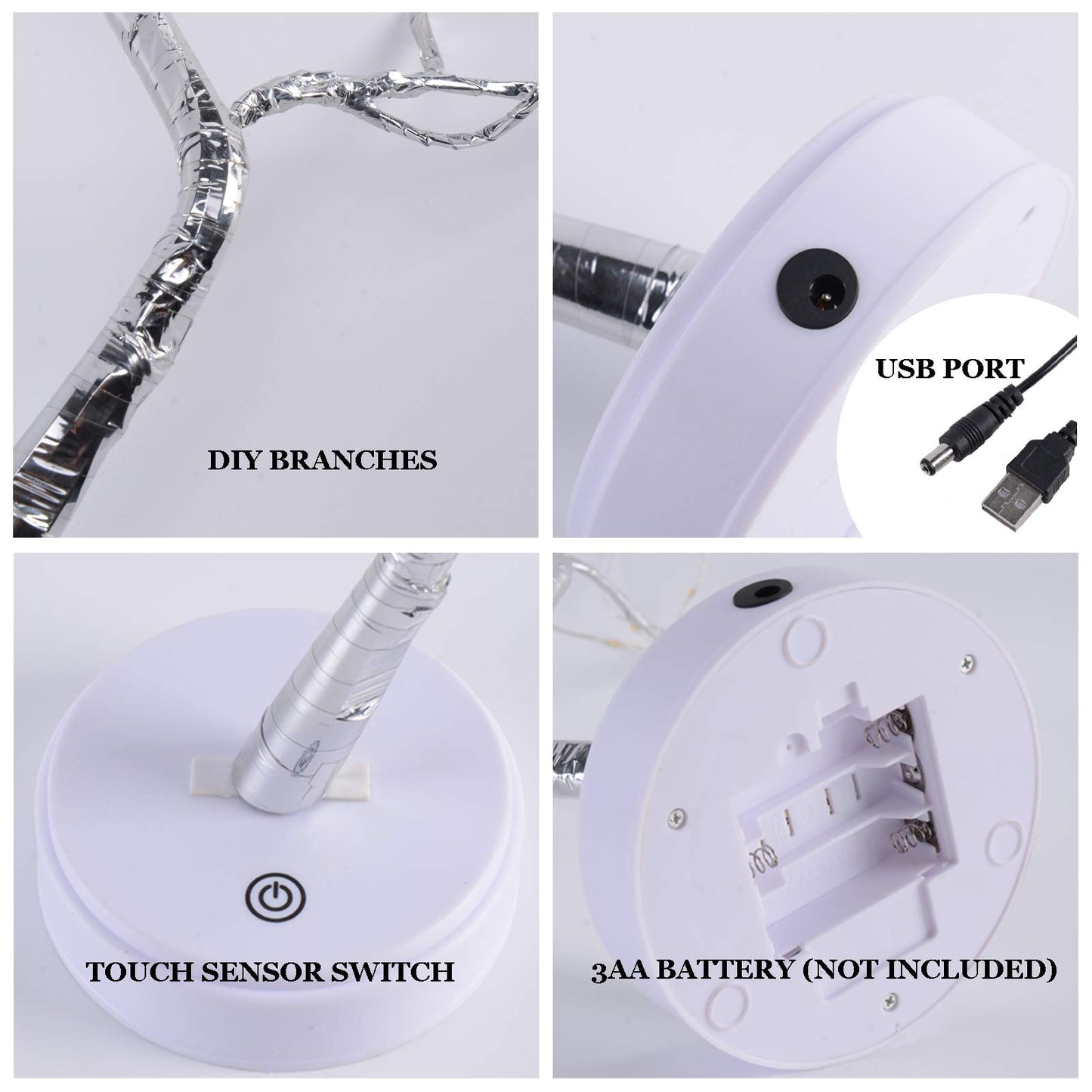 Room Decor, 20" 108 LED Tabletop Bonsai Tree Light, DIY Artificial Tree Lamp, Battery/USB Operated, Aesthetic Lamps for Living Room Bedroom Christmas Home Gifts House Decor (Warm White)