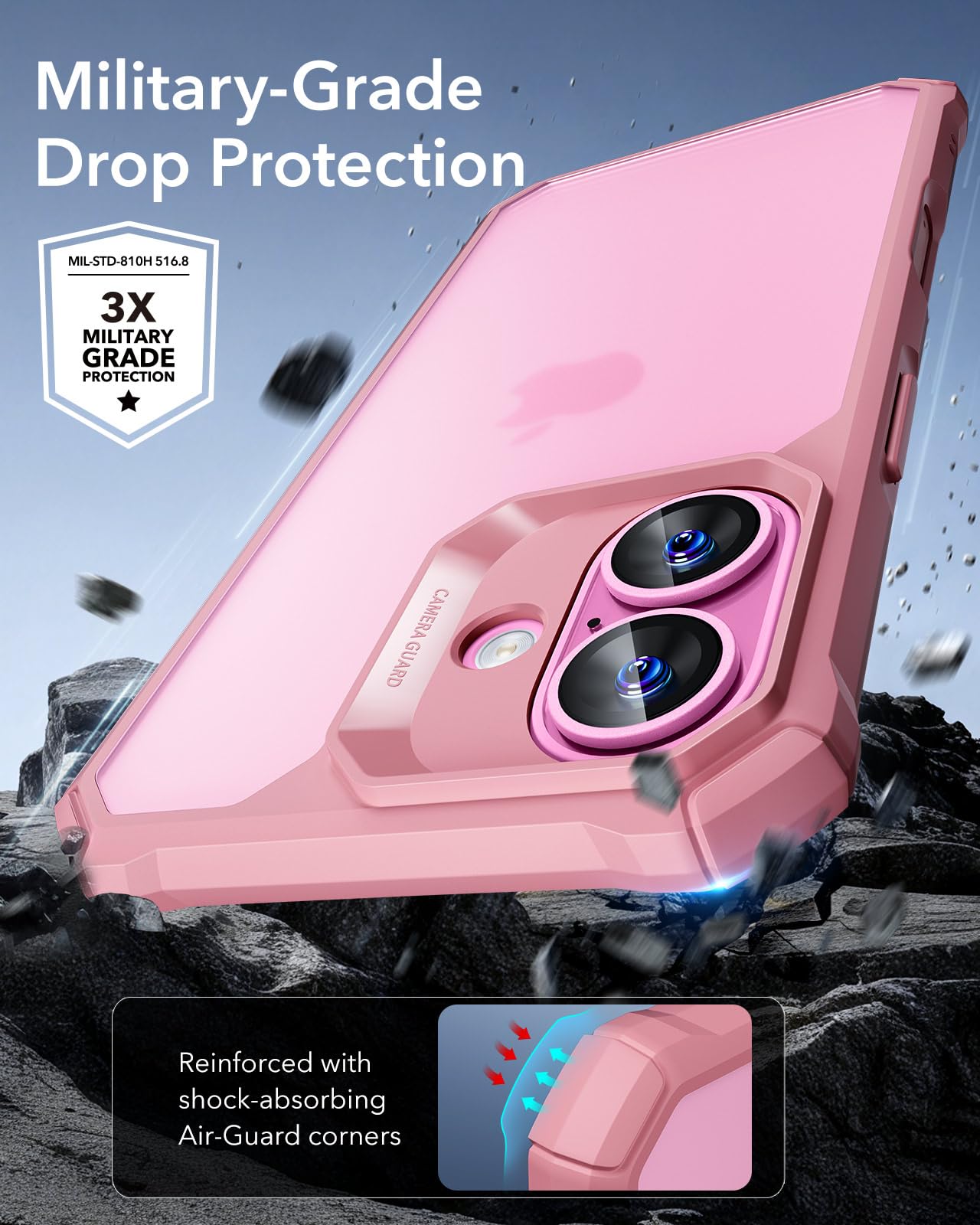 ESR Air Armor Case, Compatible with iPhone 13 Pro Max Case, Military-Grade Drop Protection, Shock-Absorbing Corners, Yellowing-Resistant Hard Back, Scratch Resistant, Clear