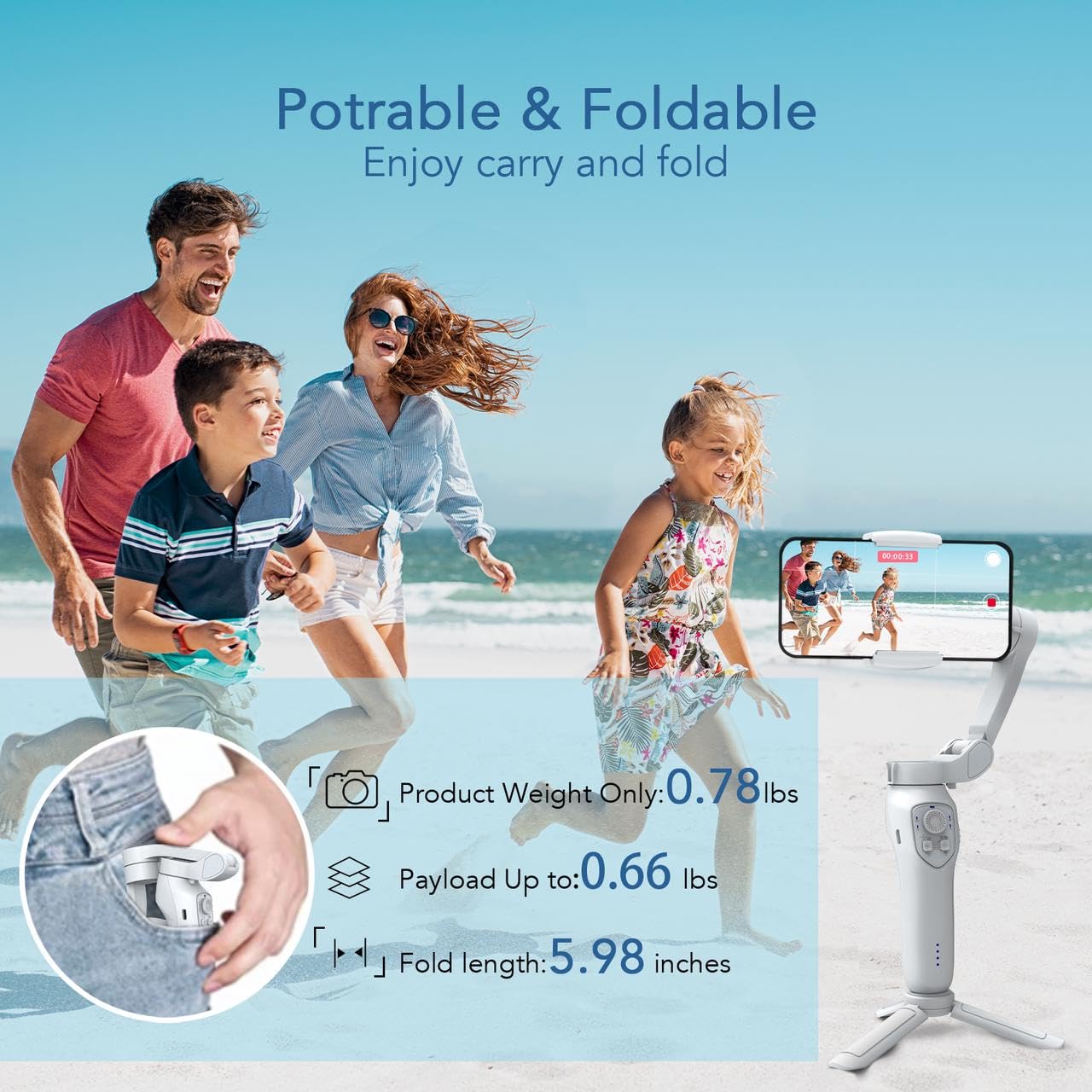 3-Axis Phone Gimbal with Magnetic AI Active Tracker,Gimbal Stabilizer for Smartphone with Fill Light,Phone Stabilizer for Video Recording,Gimbal for Android&iPhone,TikTok YouTube Vlogging Kit