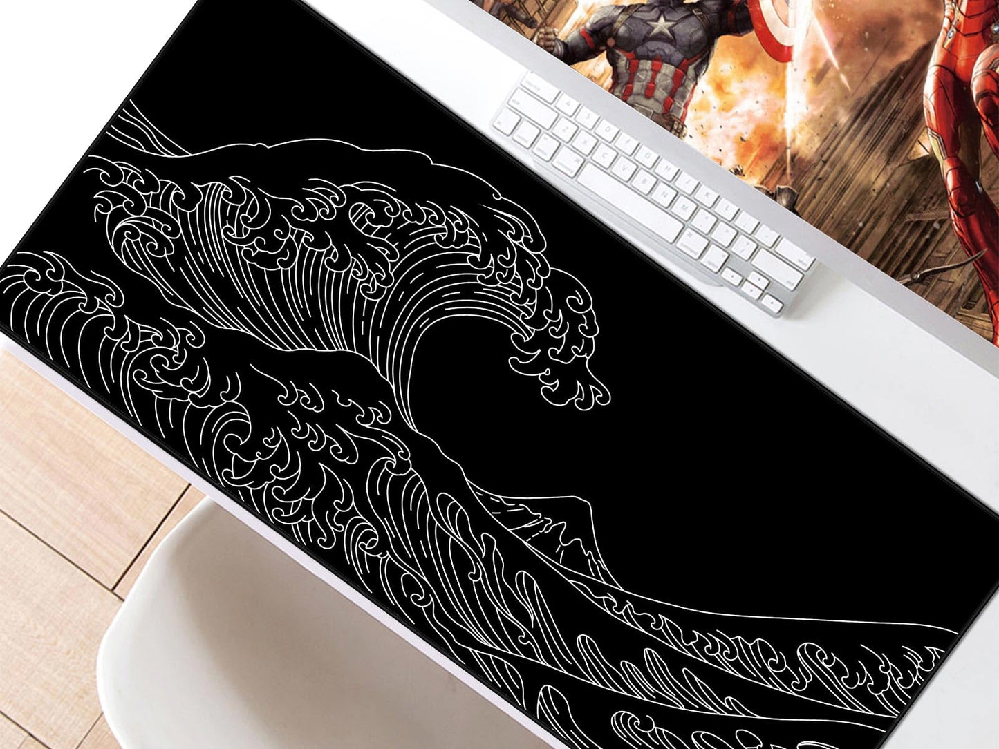 JIALONG Mouse Pad Large Gaming Desk Mat Extended Mousepad with Personalized Design Keyboard Pad for Laptop, Computer and PC - 35.4 x 15.7 inches Black World Map