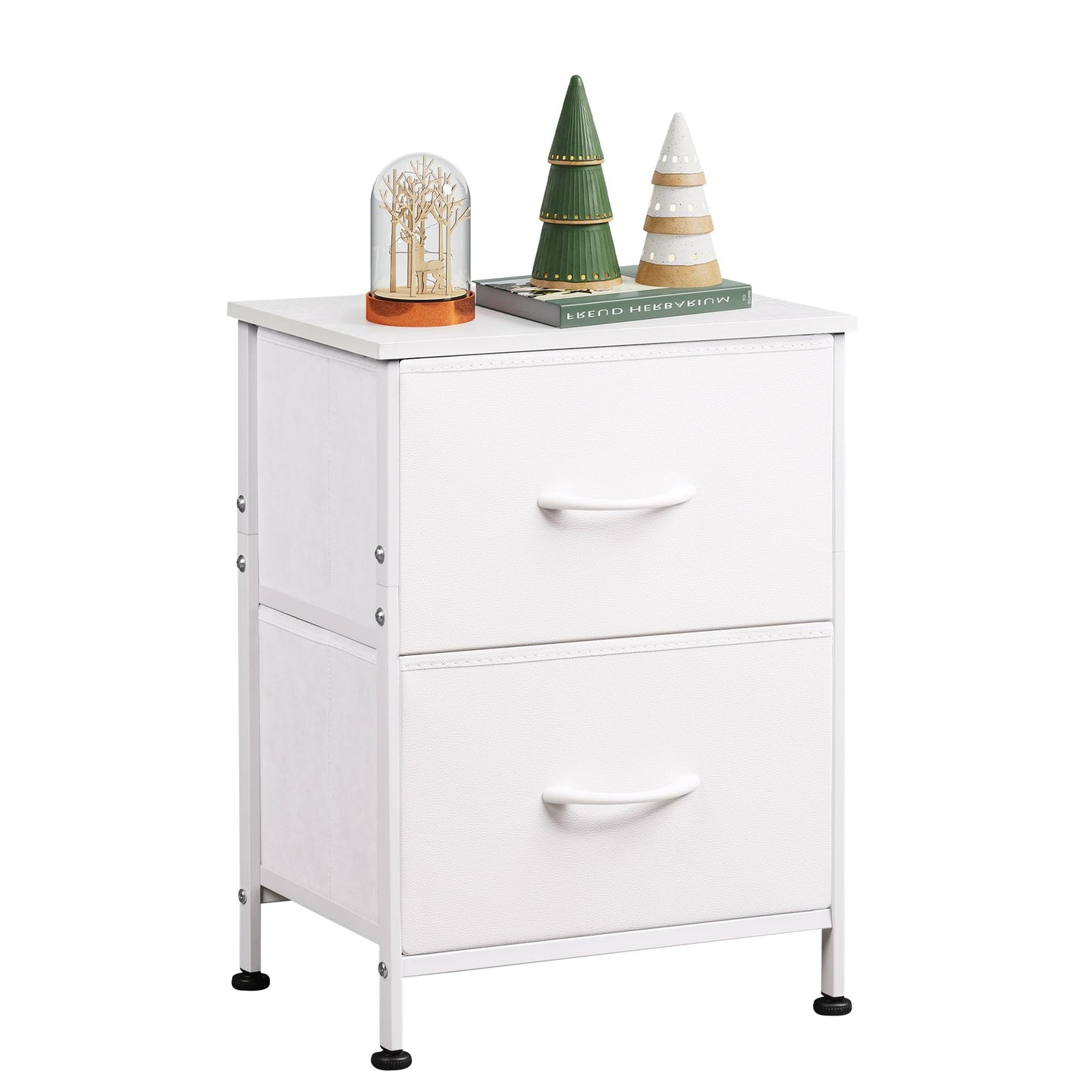 WLIVE Nightstand, 2 Drawer Dresser for Bedroom, Small Dresser with 2 Drawers, Bedside Furniture, Night Stand, End Table with Fabric Bins for Bedroom, Closet, Entryway, College Dorm, Dark Grey