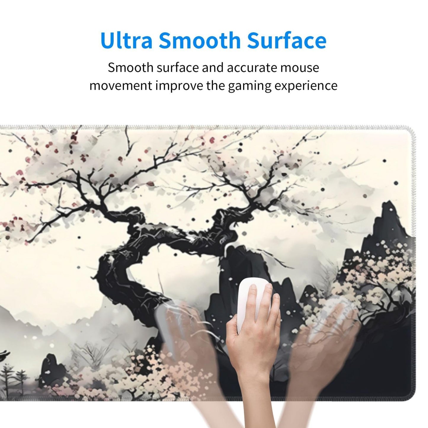 Japanese Mouse Pad, Large Japanese Desk Mat, XL Anime Gaming Keyboard Mat, Non-Slip Rubber Base, Big Extended Desk Protector for Home Office, 31.5”x11.8”