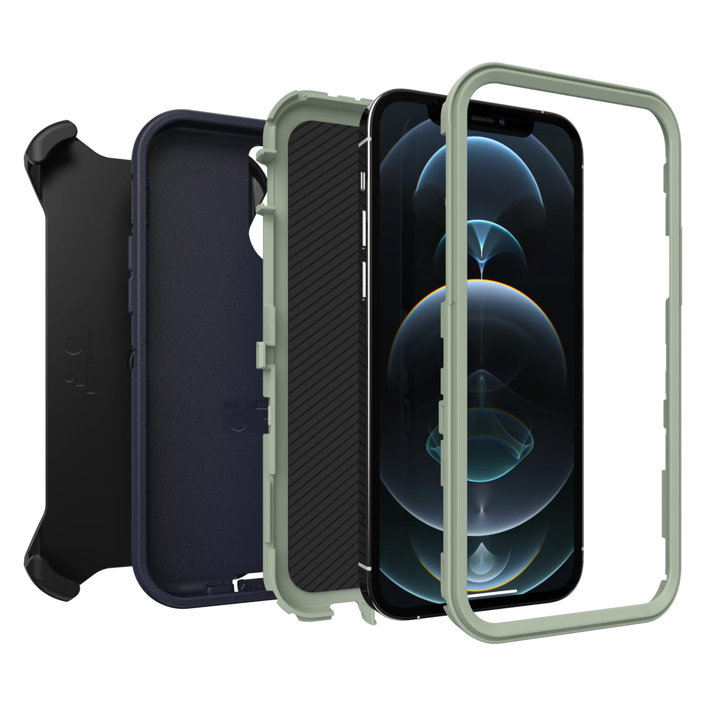 OtterBox iPhone 12 & iPhone 12 Pro Defender Series Case - Black, Rugged & Durable, with Port Protection, Includes Holster Clip Kickstand