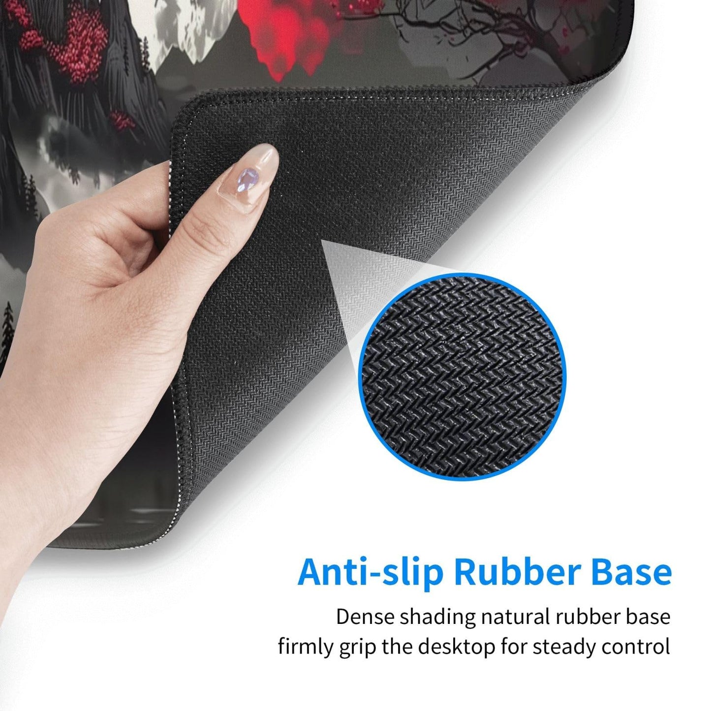 Japanese Mouse Pad, Large Japanese Desk Mat, XL Anime Gaming Keyboard Mat, Non-Slip Rubber Base, Big Extended Desk Protector for Home Office, 31.5”x11.8”