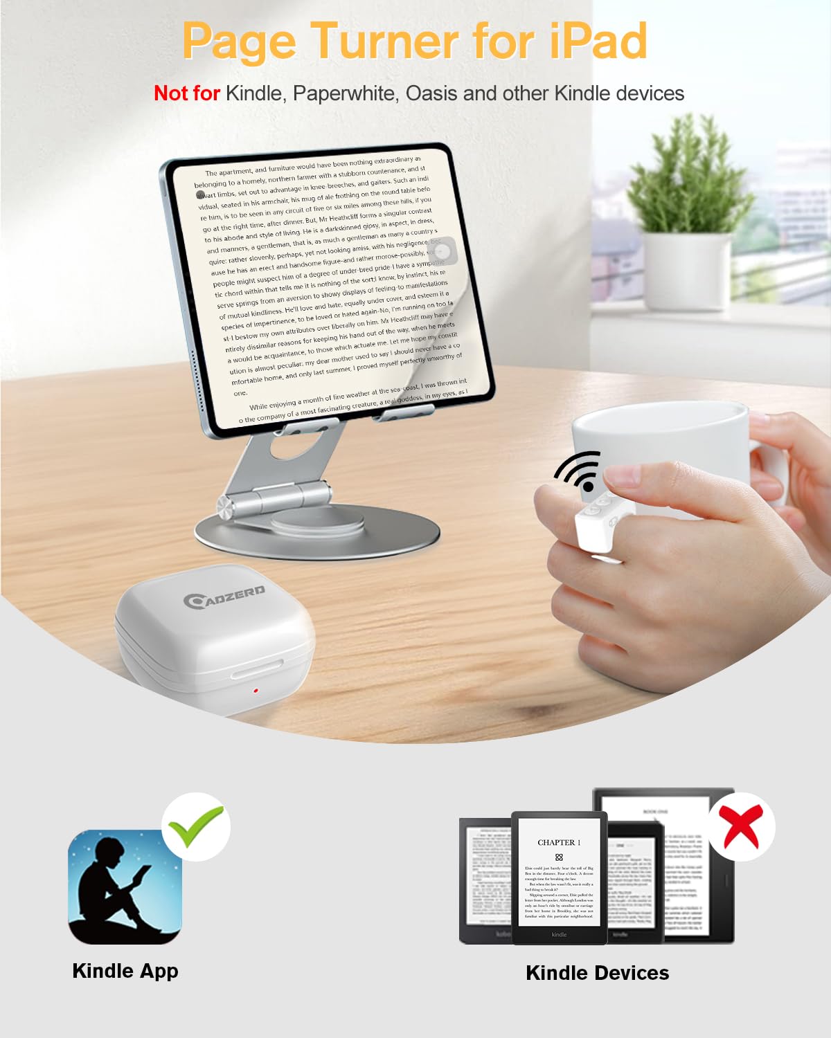 Remote Control for TikTok, Page Turner for Kindle App, Bluetooth Camera Video Recording Remote, Scrolling Ring for TIK Tok, iPhone, iPad, iOS, Android - Pink