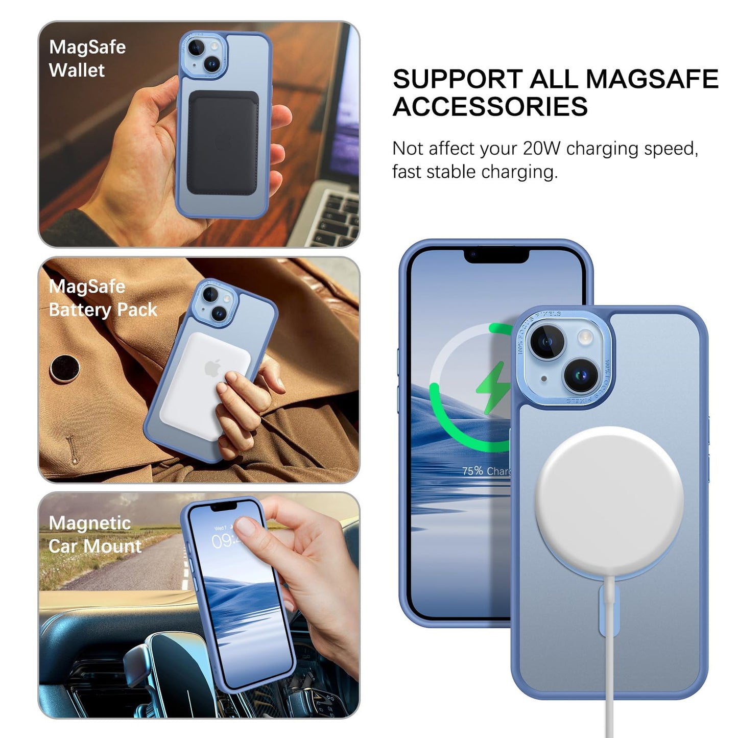 BENTOBEN Magnetic for iPhone 13 Case & iPhone 14 Case [Compatible with Magsafe] Translucent Matte Phone Case iPhone 13/14 Slim Fit Shockproof Women Men Protective Cover for iPhone 13/14 6.1", Hot Pink