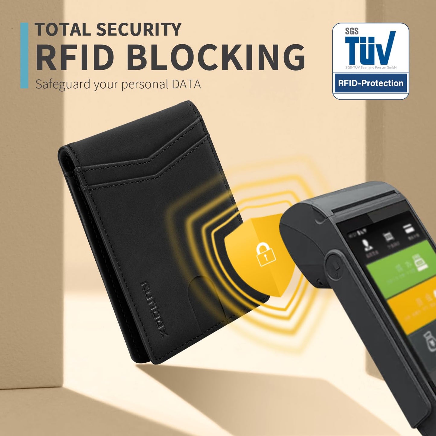 RUNBOX Wallet for Men Slim Rfid Leather 2 ID Window With Gift Box