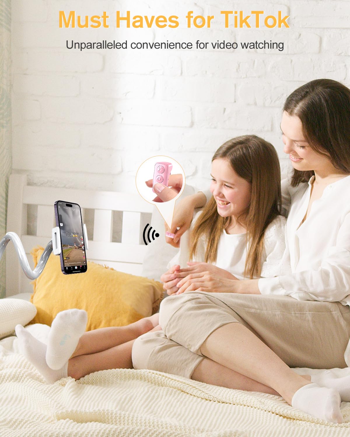 Remote Control for TikTok, Page Turner for Kindle App, Bluetooth Camera Video Recording Remote, Scrolling Ring for TIK Tok, iPhone, iPad, iOS, Android - Pink