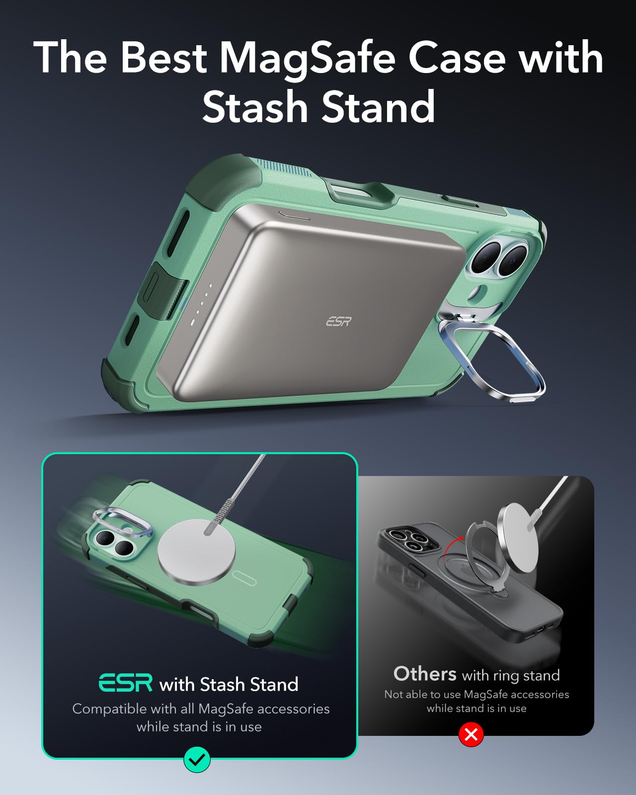 ESR Air Armor Case, Compatible with iPhone 13 Pro Max Case, Military-Grade Drop Protection, Shock-Absorbing Corners, Yellowing-Resistant Hard Back, Scratch Resistant, Clear