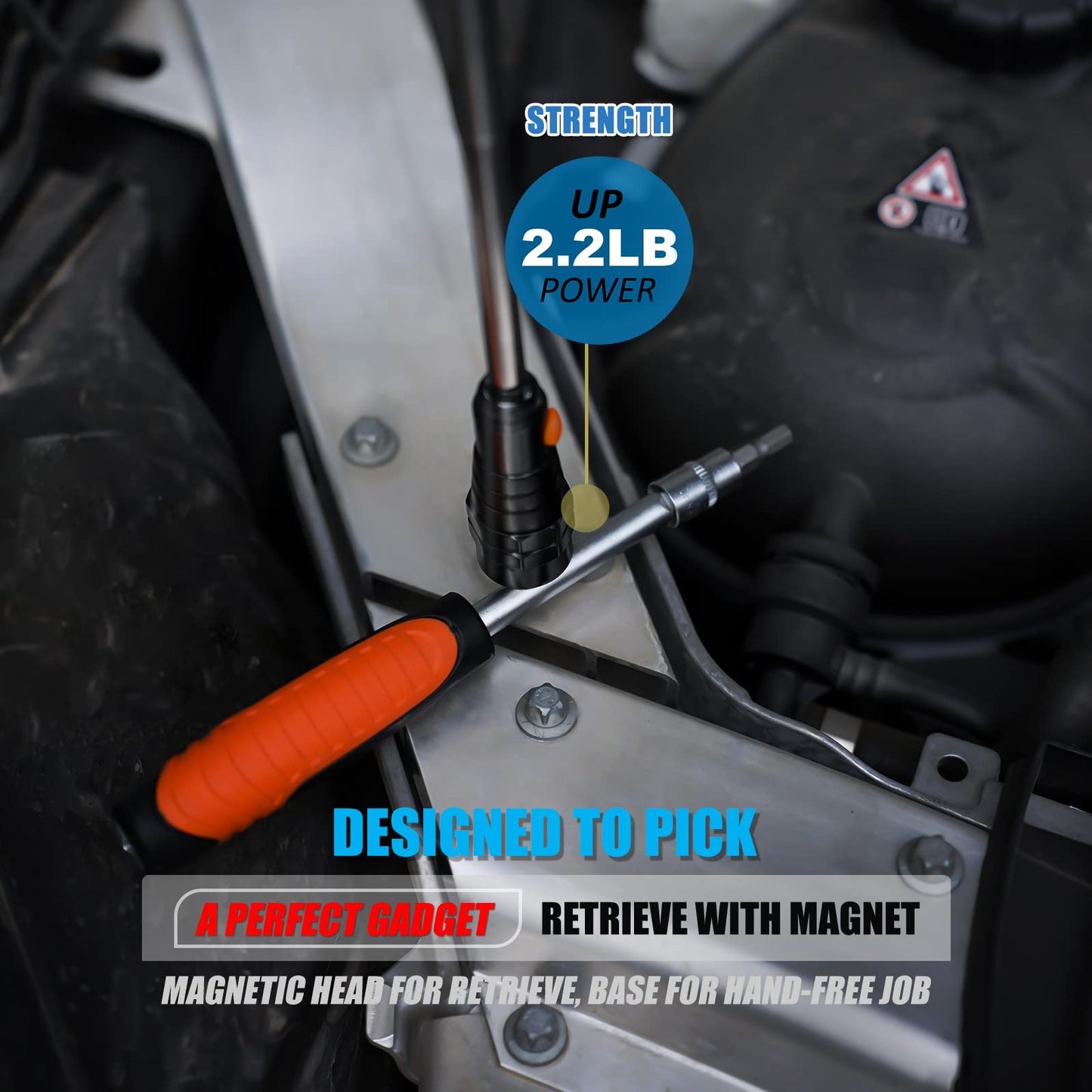 VIBELITE Extendable Magnetic Flashlight with Telescoping Magnet Pickup Tool-Cool Gadgets Gifts Idea & Gifts for Men,Husband,Dad,Father,Mechanic,Tech,Handyman,Him Women, Silve