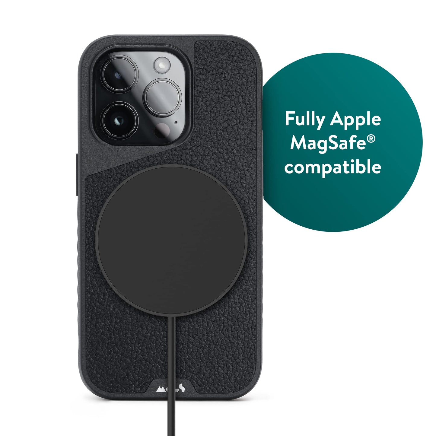 Mous - Case for iPhone 14 - Black Leather - Limitless 5.0 - Protective iPhone 14 Case MagSafe Compatible - Shockproof Phone Cover