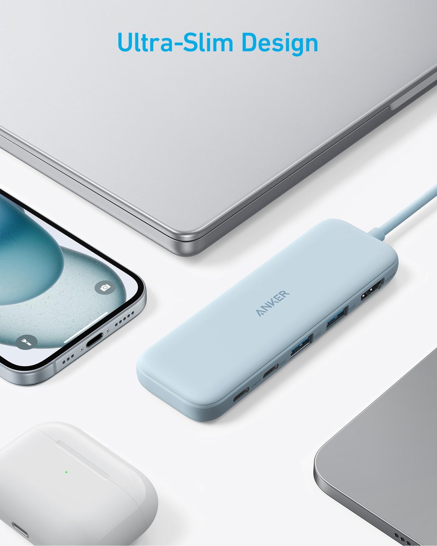 Anker 332 USB-C Hub (5-in-1) with 4K HDMI Display, 5Gbps - and 2 5Gbps USB-A Data Ports and for MacBook Pro, MacBook Air, Dell XPS, Lenovo Thinkpad, HP Laptops and More