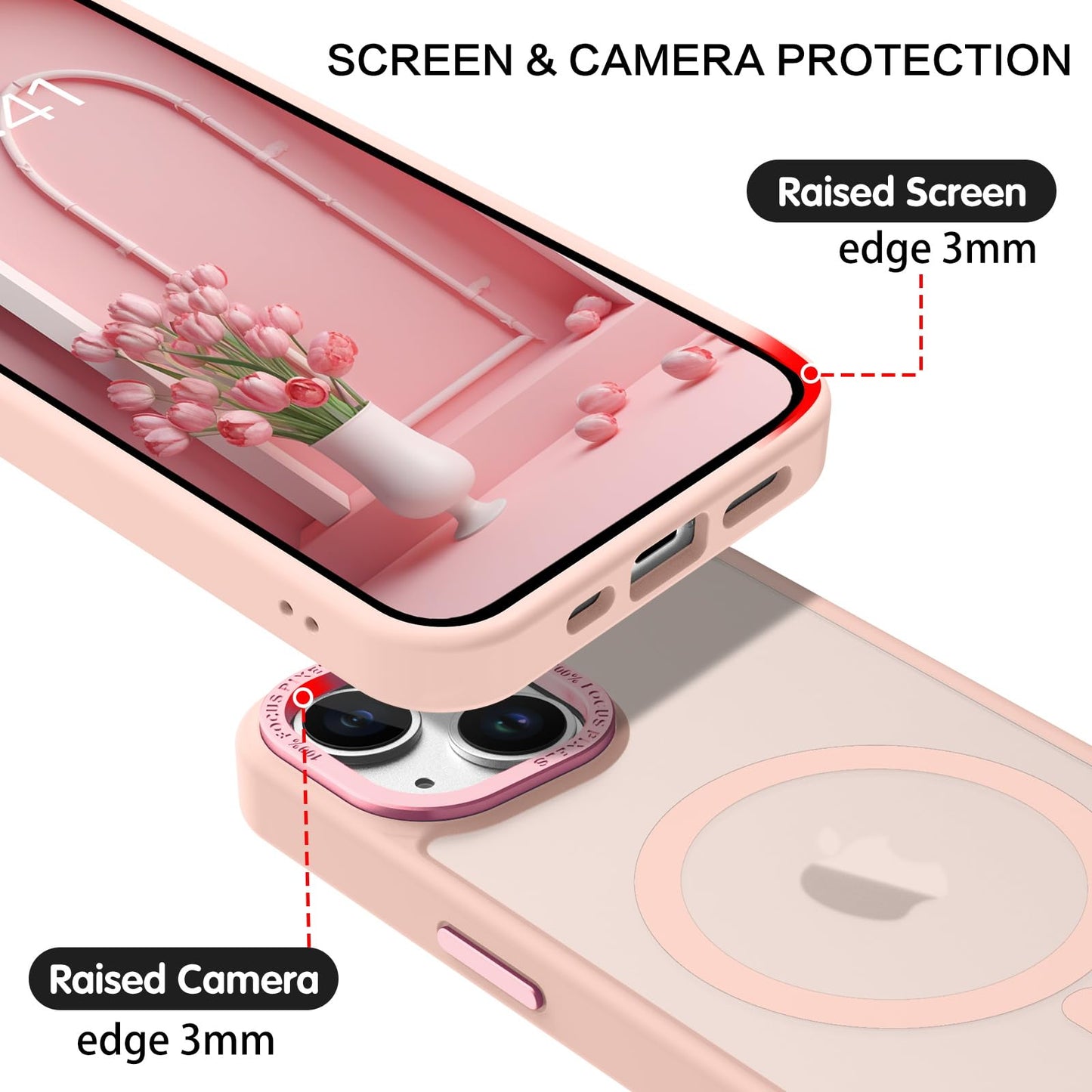 BENTOBEN Magnetic for iPhone 13 Case & iPhone 14 Case [Compatible with Magsafe] Translucent Matte Phone Case iPhone 13/14 Slim Fit Shockproof Women Men Protective Cover for iPhone 13/14 6.1", Hot Pink