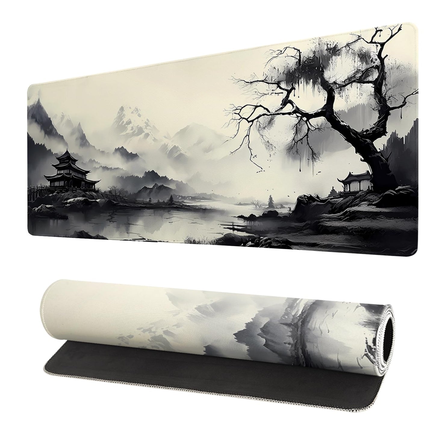 Japanese Mouse Pad, Large Japanese Desk Mat, XL Anime Gaming Keyboard Mat, Non-Slip Rubber Base, Big Extended Desk Protector for Home Office, 31.5”x11.8”