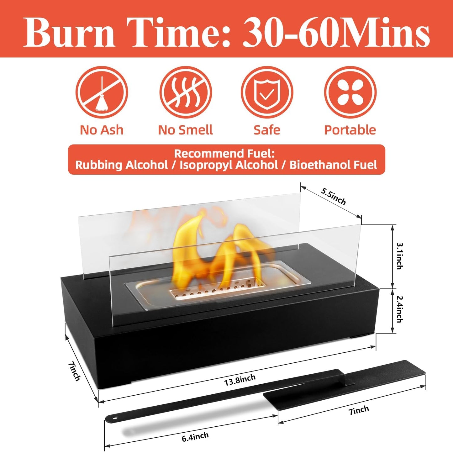 2024 New Tabletop Fire Pit,Woodgrain Portable Table Top Firepit Outdoor Indoor Table top Fireplace Smores Maker for Family Dinner Party Patio Balcony Backyard Housewarming Table Decor