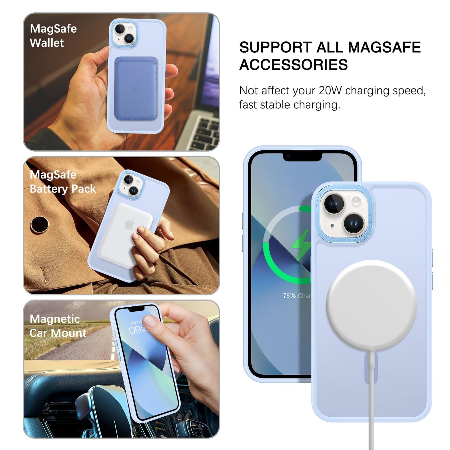 BENTOBEN Magnetic for iPhone 13 Case & iPhone 14 Case [Compatible with Magsafe] Translucent Matte Phone Case iPhone 13/14 Slim Fit Shockproof Women Men Protective Cover for iPhone 13/14 6.1", Hot Pink