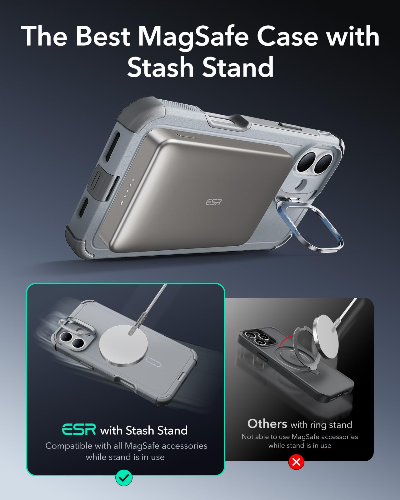 ESR Air Armor Case, Compatible with iPhone 13 Pro Max Case, Military-Grade Drop Protection, Shock-Absorbing Corners, Yellowing-Resistant Hard Back, Scratch Resistant, Clear