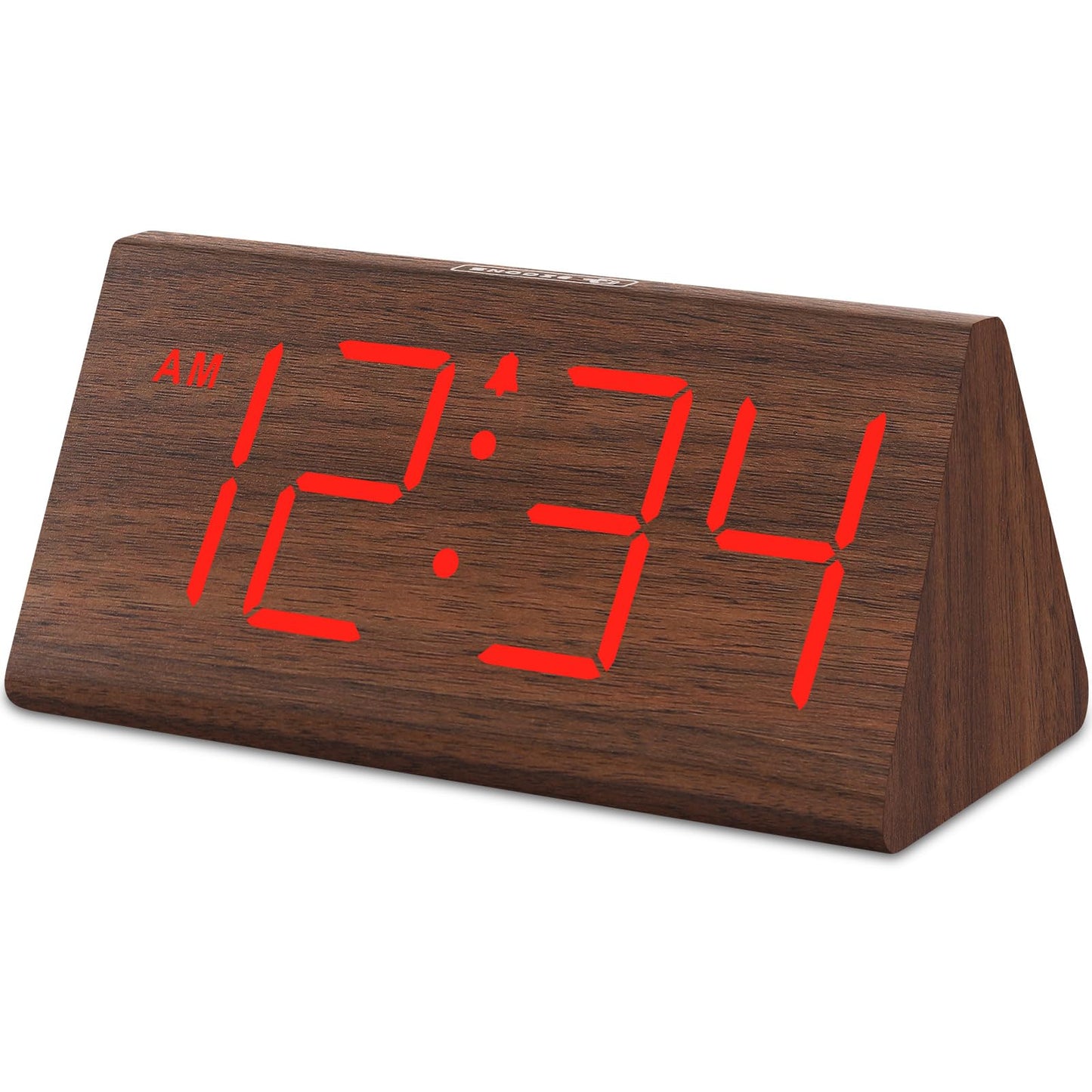DreamSky Wooden Digital Alarm Clocks for Bedrooms - Electric Desk Clock with Large Numbers, USB Port, Loud Alarm for Heavy Sleepers, Adjustable Volume, Dimmer, Snooze, DST, 12/24H, Wood Décor (Brown)