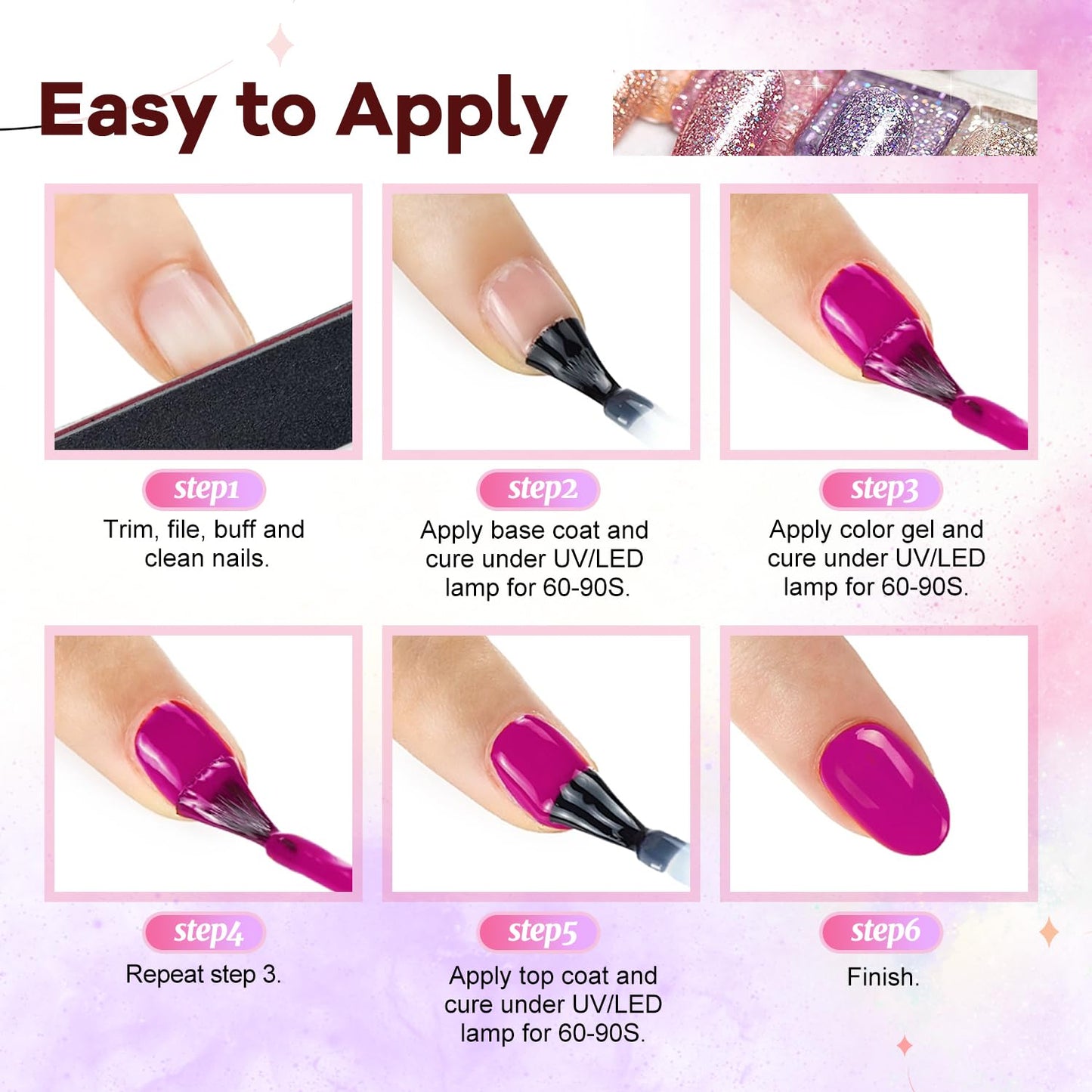 JODSONE 23 PCS Gel Nail Polish Kit with U V Light Popular Color with Durable Base Coat Matte Glossy Top Coat