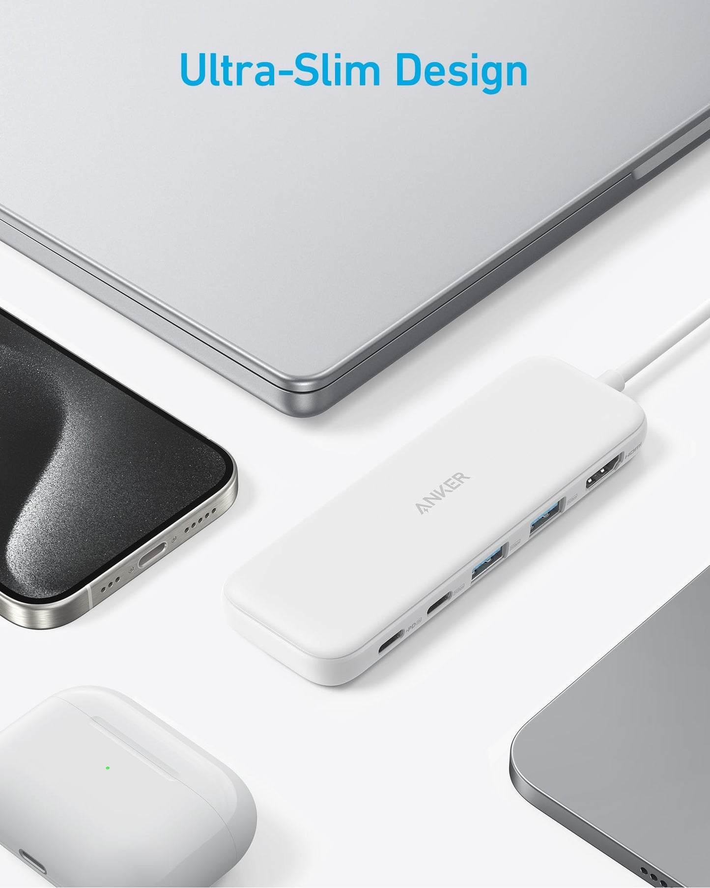 Anker 332 USB-C Hub (5-in-1) with 4K HDMI Display, 5Gbps - and 2 5Gbps USB-A Data Ports and for MacBook Pro, MacBook Air, Dell XPS, Lenovo Thinkpad, HP Laptops and More