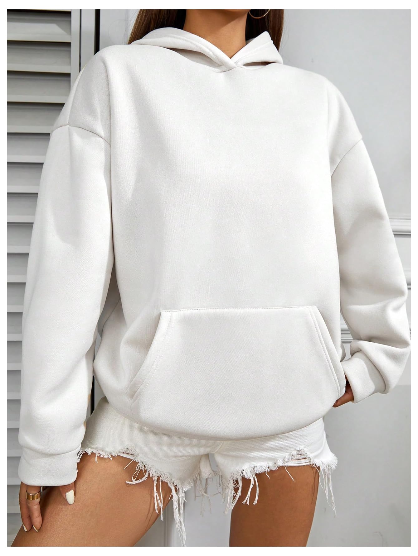 GORGLITTER Women's Graphic Print Hoodies Sweatshirt Long Sleeve Round Neck Drop Shoulder Pullover Top