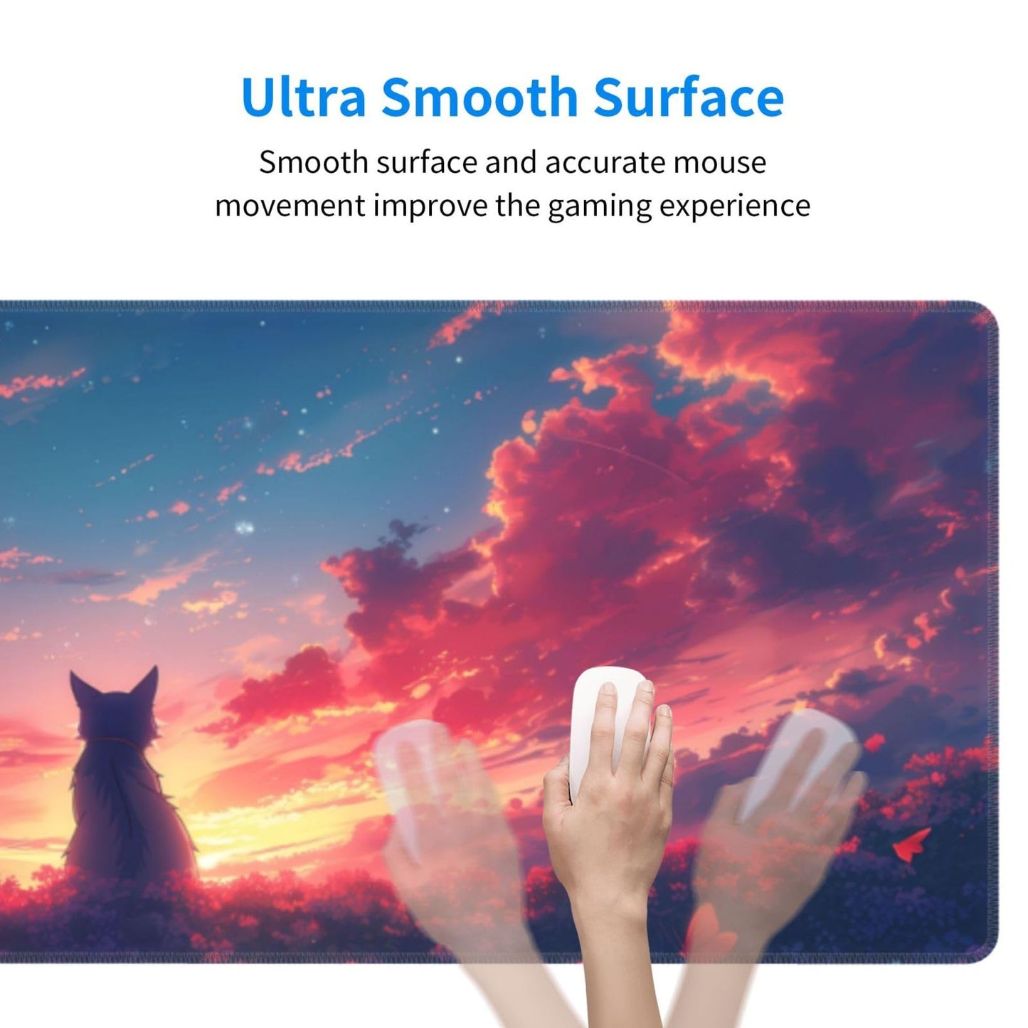Japanese Mouse Pad, Large Japanese Desk Mat, XL Anime Gaming Keyboard Mat, Non-Slip Rubber Base, Big Extended Desk Protector for Home Office, 31.5”x11.8”