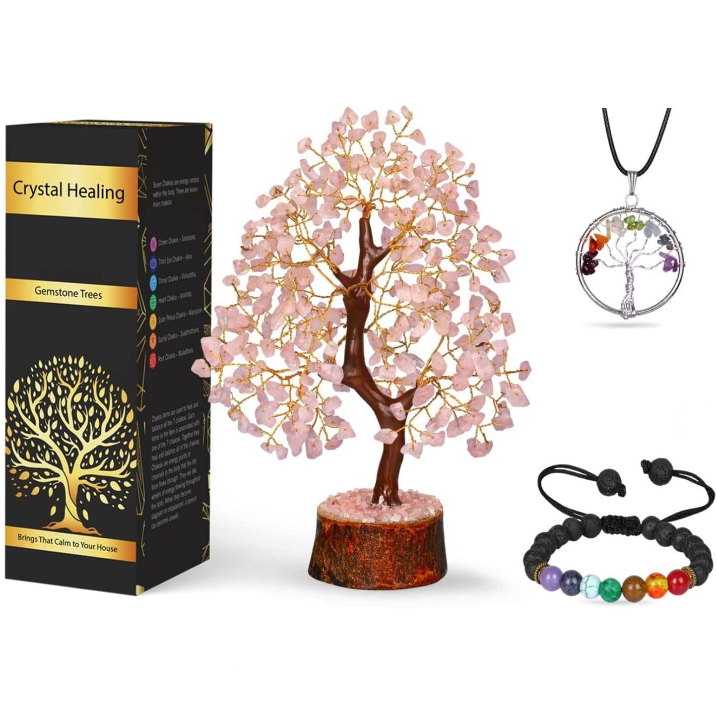 Seven Chakra Tree - Crystal Tree for Postive Energy - 7 Chakra Tree Of Life - Chakra Tree - Feng Shui Energy Crystals - Gemstone Tree - Fengshui Decor - Crystal Gifts - Housewarming Gift for Women