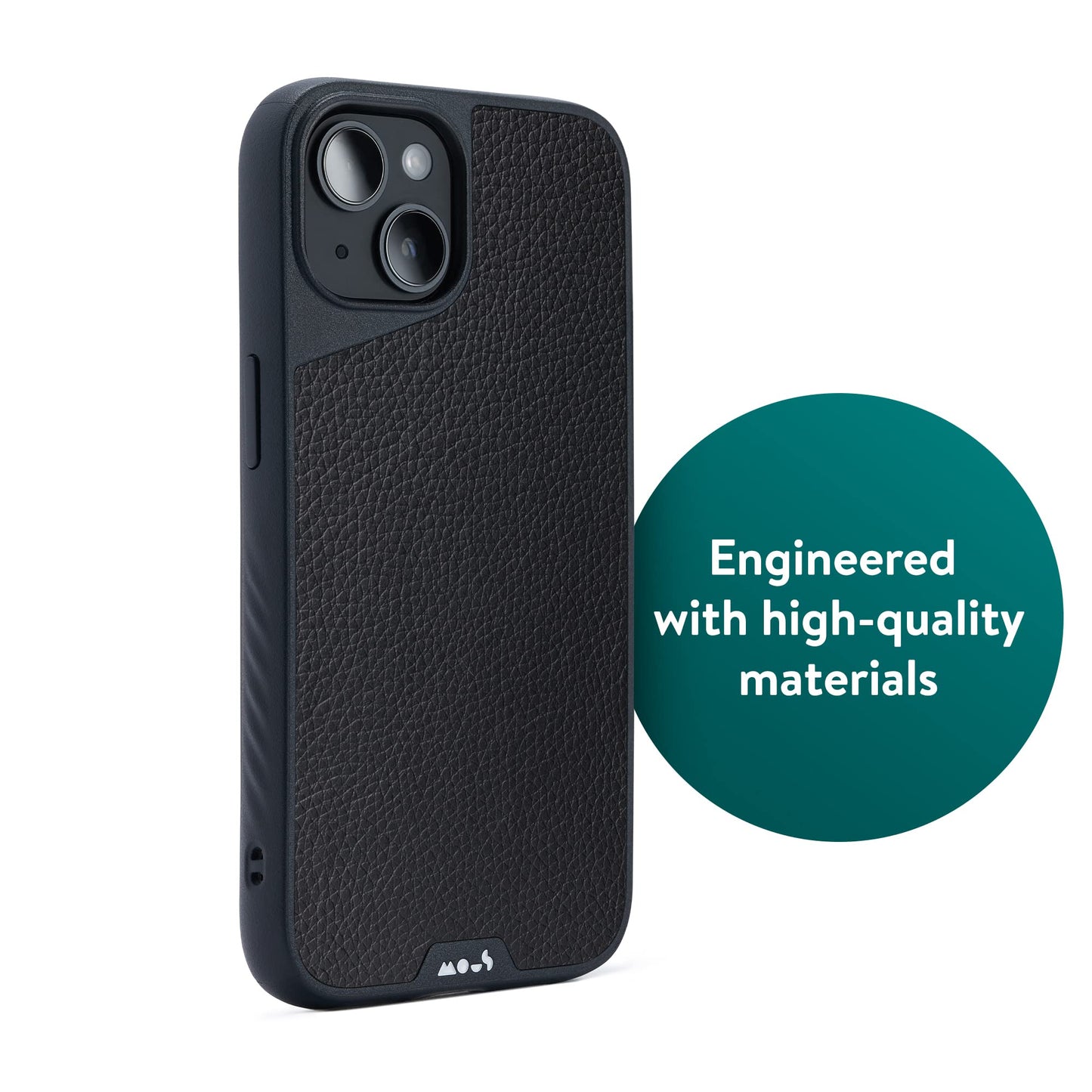 Mous - Case for iPhone 14 - Black Leather - Limitless 5.0 - Protective iPhone 14 Case MagSafe Compatible - Shockproof Phone Cover