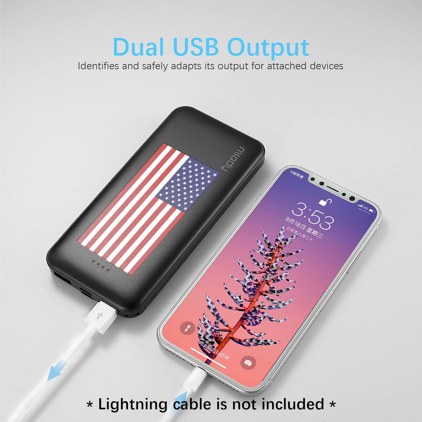 Miady 2-Pack 10000mAh Dual USB Portable Charger, USB-C Fast Charging Power Bank, Backup Charger for iPhone 15/14/13, Galaxy S23/22, Pixel and etc