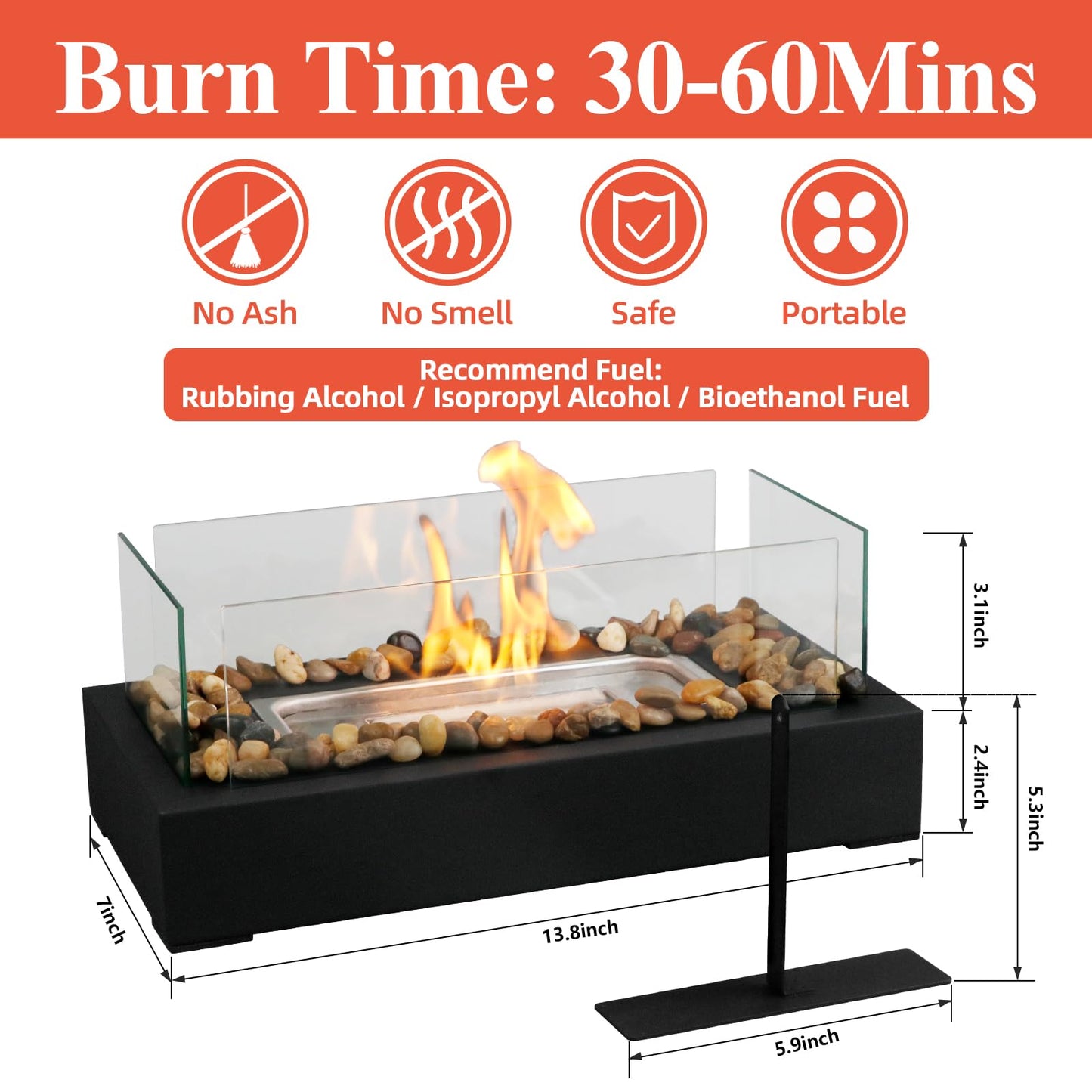2024 New Tabletop Fire Pit,Woodgrain Portable Table Top Firepit Outdoor Indoor Table top Fireplace Smores Maker for Family Dinner Party Patio Balcony Backyard Housewarming Table Decor