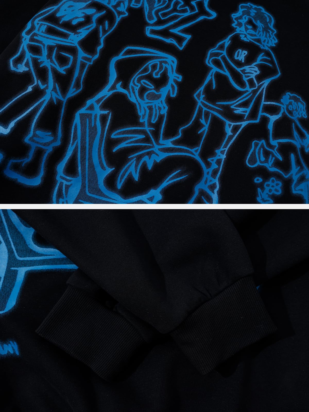 Aelfric Eden Mens Graphic Oversized Hoodie Cartoon Character Print Streetwear Casual hoodies y2k Hooded Sweatshirt