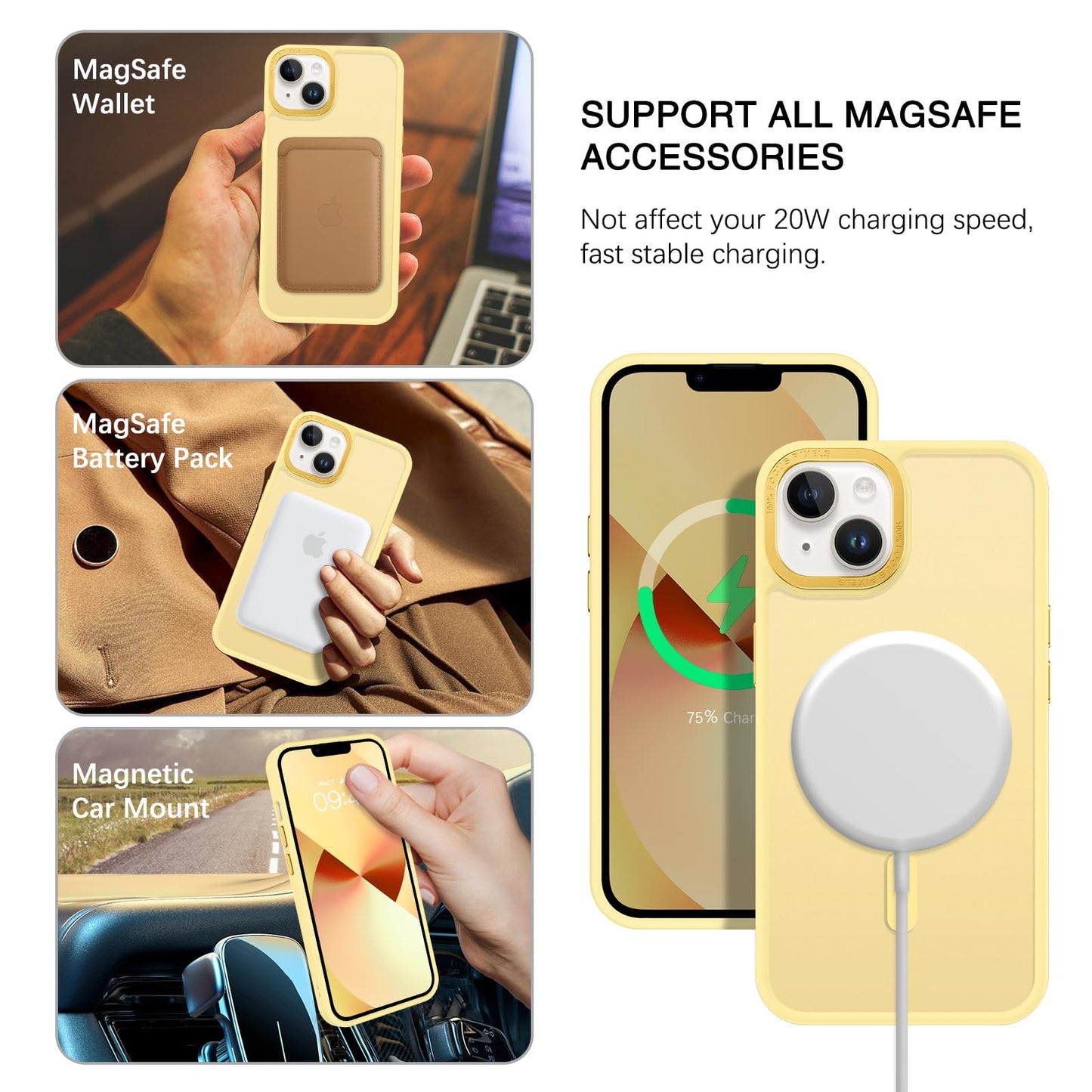 BENTOBEN Magnetic for iPhone 13 Case & iPhone 14 Case [Compatible with Magsafe] Translucent Matte Phone Case iPhone 13/14 Slim Fit Shockproof Women Men Protective Cover for iPhone 13/14 6.1", Hot Pink