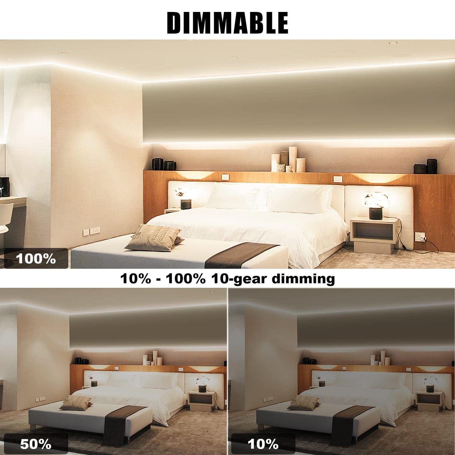 White COB Led Strip Lights Max with RF Remote, 16.4ft 3000K Dimmable Ultra Bright Warm White COB Light Strip, Adhesive Indoor COB Led Lights for Living Room, Shelf, Cabinet