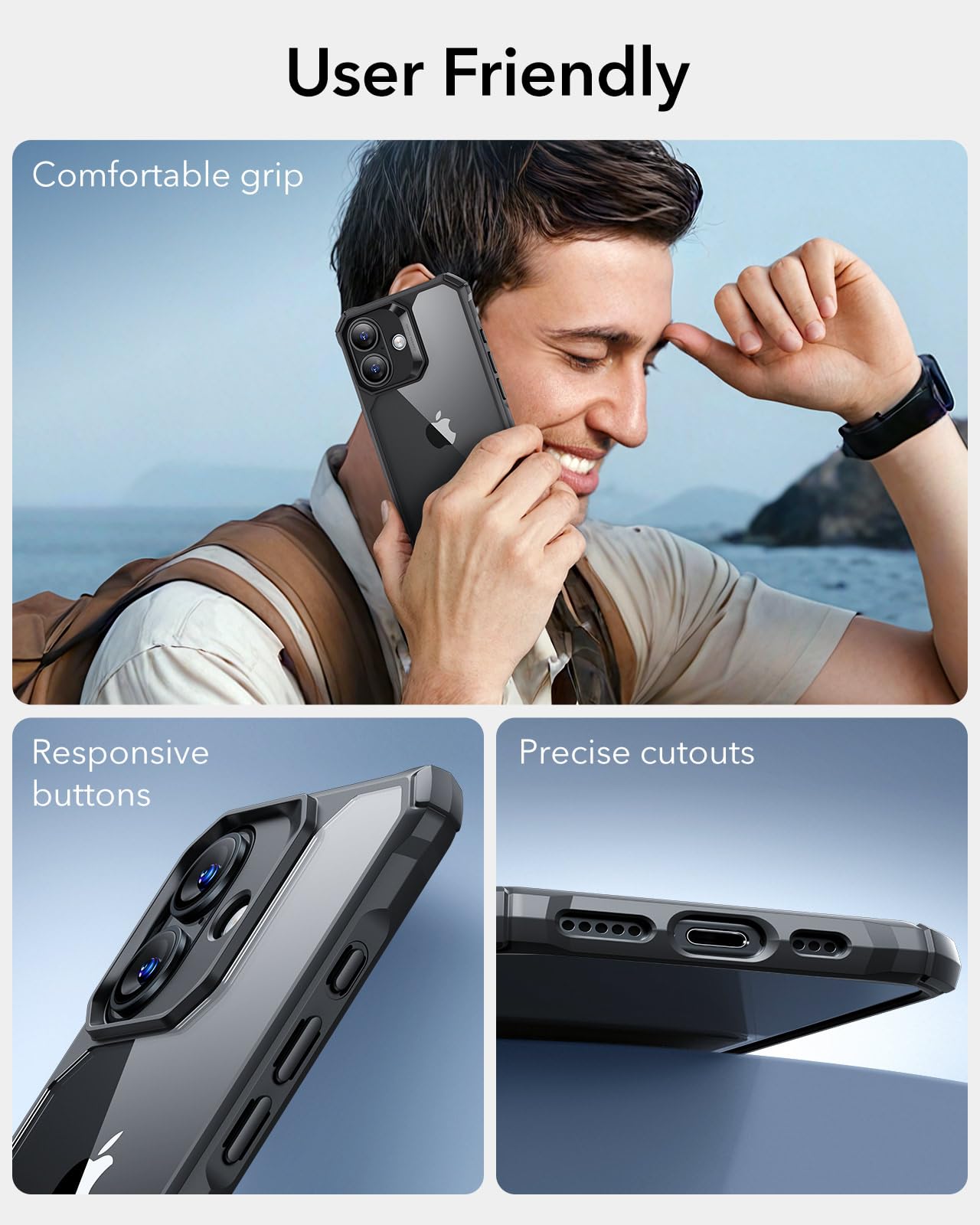 ESR Air Armor Case, Compatible with iPhone 13 Pro Max Case, Military-Grade Drop Protection, Shock-Absorbing Corners, Yellowing-Resistant Hard Back, Scratch Resistant, Clear