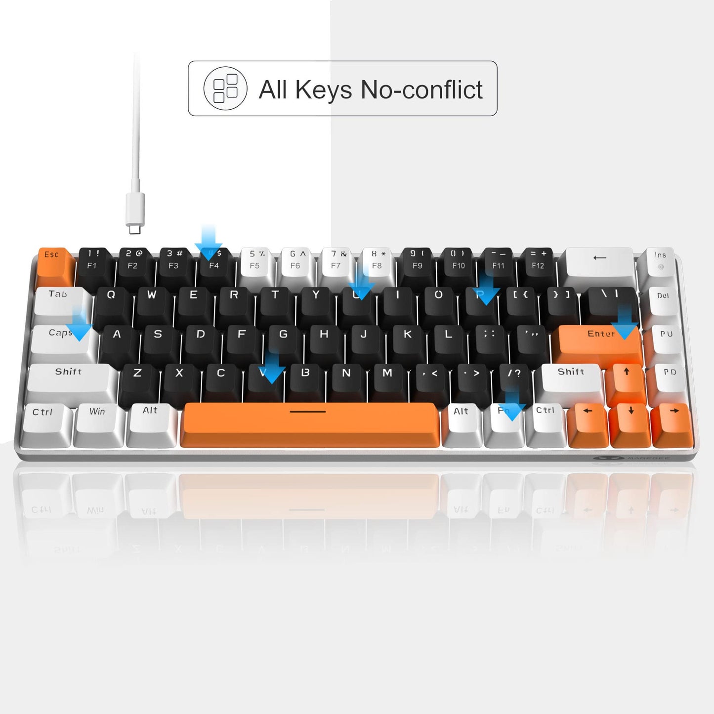 MageGee Portable 60% Mechanical Gaming Keyboard, MK-Box LED Backlit Compact 68 Keys Mini Wired Office Keyboard with Red Switch for Windows Laptop PC Mac - Black/Grey