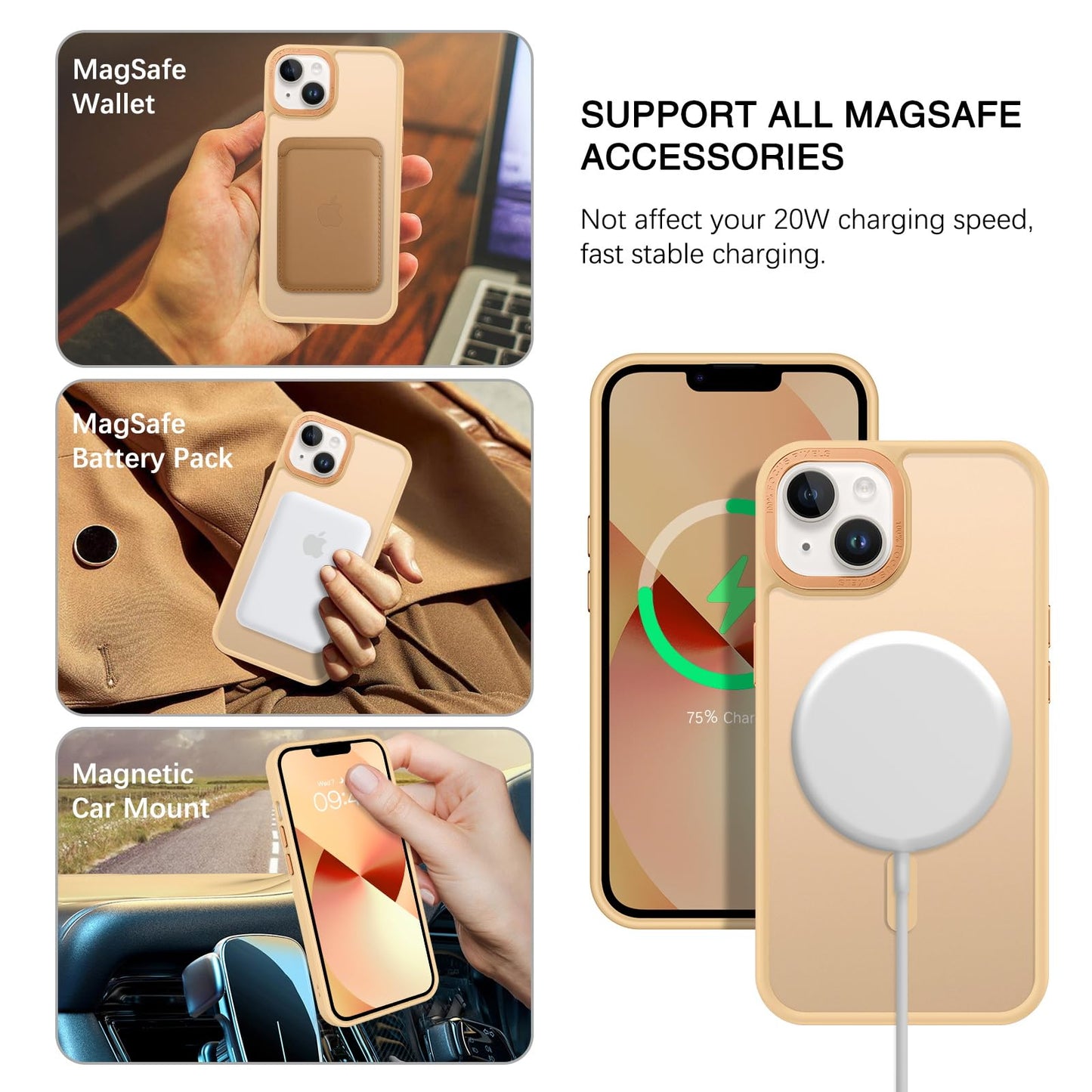 BENTOBEN Magnetic for iPhone 13 Case & iPhone 14 Case [Compatible with Magsafe] Translucent Matte Phone Case iPhone 13/14 Slim Fit Shockproof Women Men Protective Cover for iPhone 13/14 6.1", Hot Pink