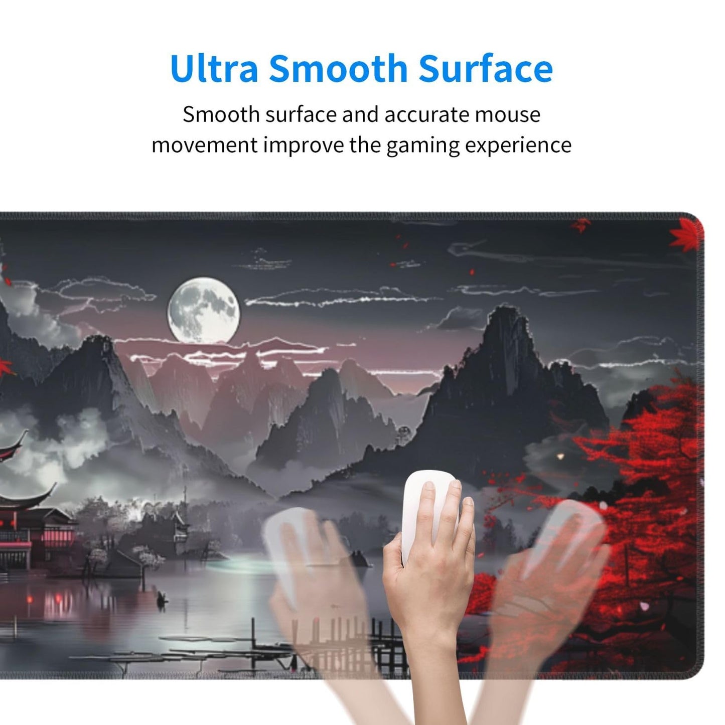 Japanese Mouse Pad, Large Japanese Desk Mat, XL Anime Gaming Keyboard Mat, Non-Slip Rubber Base, Big Extended Desk Protector for Home Office, 31.5”x11.8”