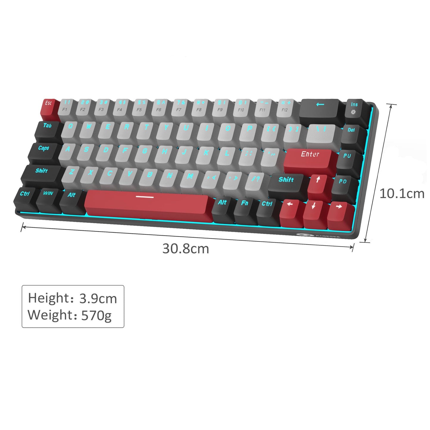 MageGee Portable 60% Mechanical Gaming Keyboard, MK-Box LED Backlit Compact 68 Keys Mini Wired Office Keyboard with Red Switch for Windows Laptop PC Mac - Black/Grey