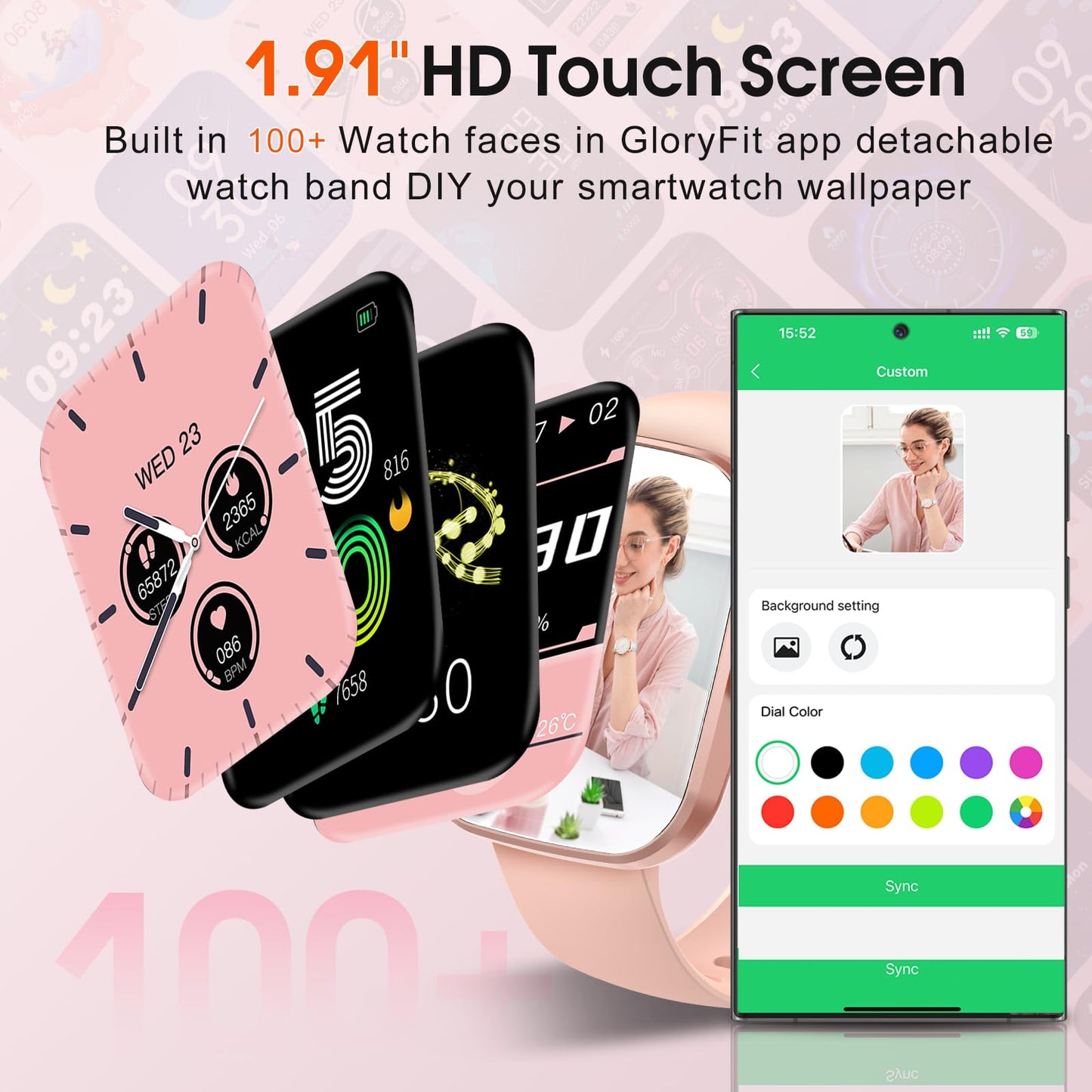 Smart Watch, 1.91" HD Screen Smartwatch for Men Women(Answer/Make Call), Fitness Watch with Heart Rate/Sleep Monitor/Steps Monitor, 110+ Sports Modes, IP68 Waterproof Activity Trackers for Android iOS