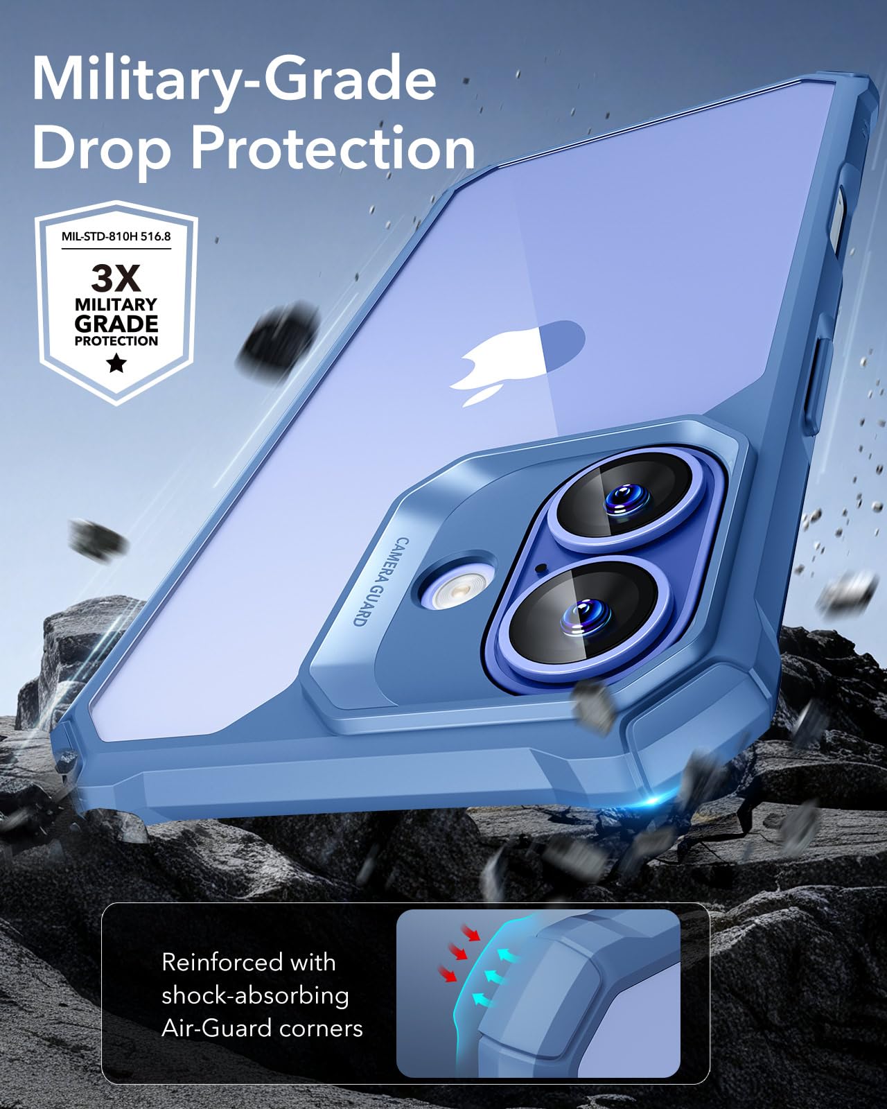 ESR Air Armor Case, Compatible with iPhone 13 Pro Max Case, Military-Grade Drop Protection, Shock-Absorbing Corners, Yellowing-Resistant Hard Back, Scratch Resistant, Clear