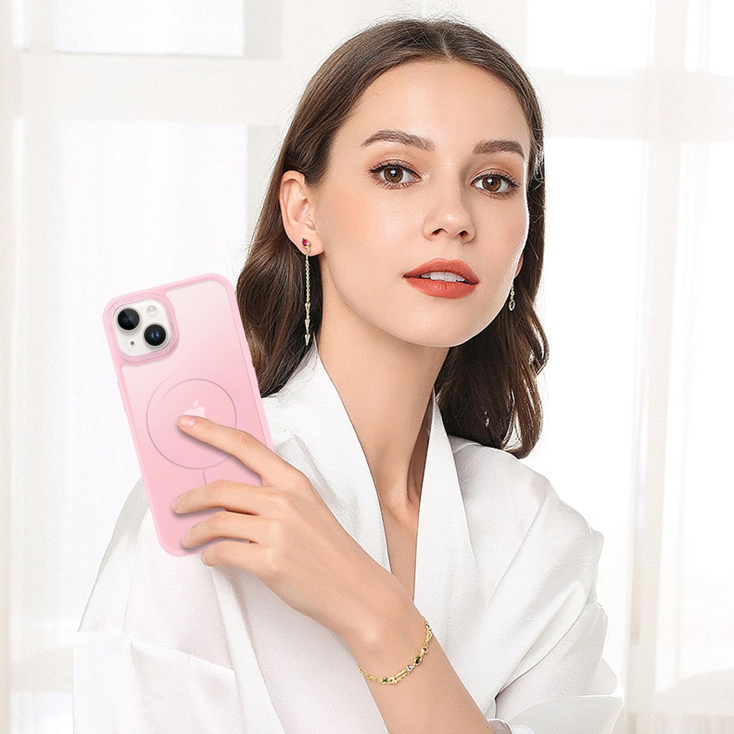BENTOBEN Magnetic for iPhone 13 Case & iPhone 14 Case [Compatible with Magsafe] Translucent Matte Phone Case iPhone 13/14 Slim Fit Shockproof Women Men Protective Cover for iPhone 13/14 6.1", Hot Pink