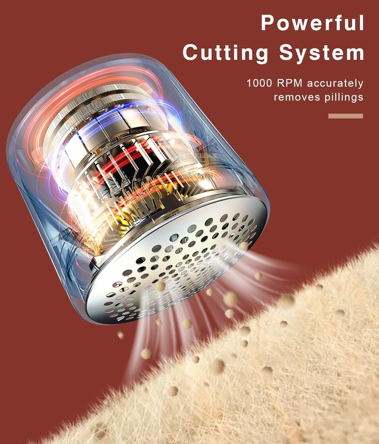 Fabric Shaver Lint Remover, Sweater Shaver with Replaceable Stainless Steel 6-Leaf Blades, Fabric Defuzzer for Clothes Fuzz, Lint Balls - Battery Operated