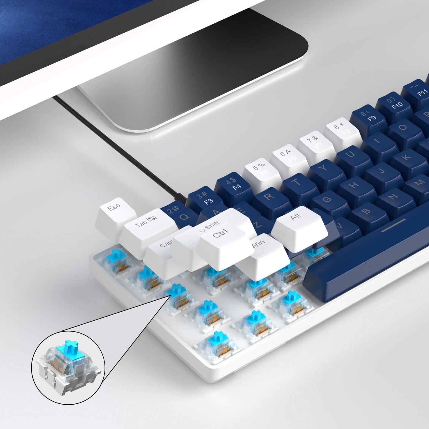MageGee Portable 60% Mechanical Gaming Keyboard, MK-Box LED Backlit Compact 68 Keys Mini Wired Office Keyboard with Red Switch for Windows Laptop PC Mac - Black/Grey