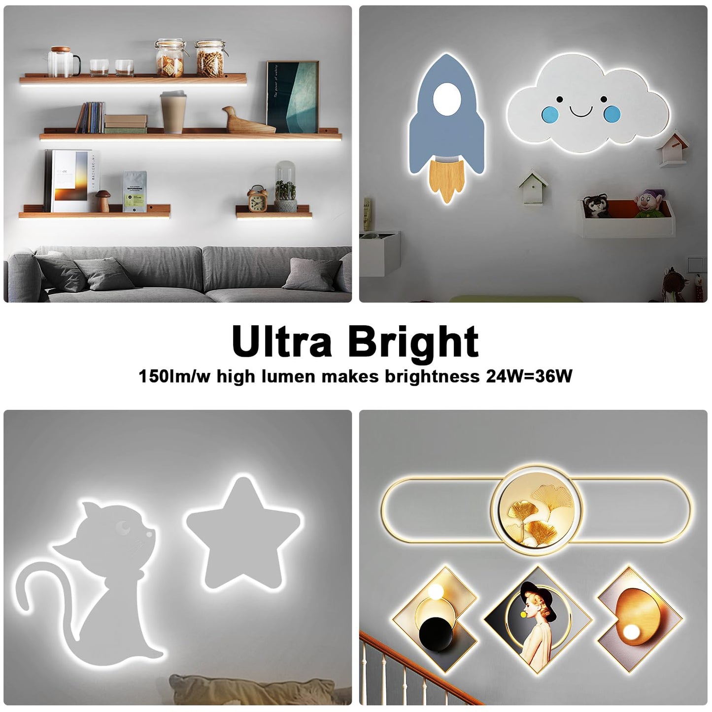 White COB Led Strip Lights Max with RF Remote, 16.4ft 3000K Dimmable Ultra Bright Warm White COB Light Strip, Adhesive Indoor COB Led Lights for Living Room, Shelf, Cabinet