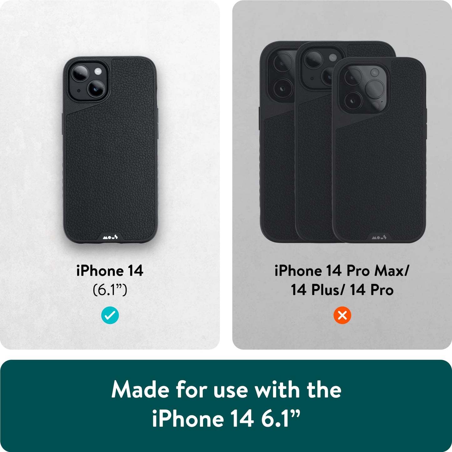 Mous - Case for iPhone 14 - Black Leather - Limitless 5.0 - Protective iPhone 14 Case MagSafe Compatible - Shockproof Phone Cover