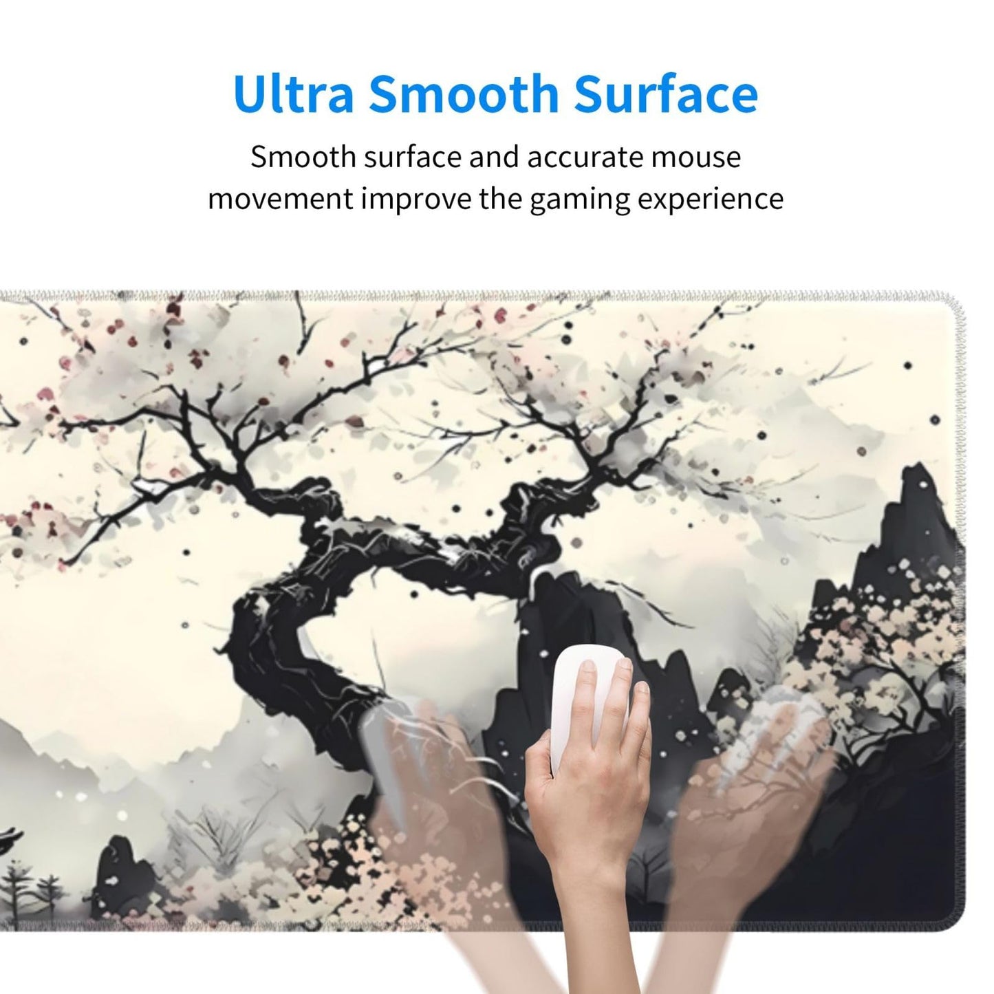 Japanese Mouse Pad, Large Japanese Desk Mat, XL Anime Gaming Keyboard Mat, Non-Slip Rubber Base, Big Extended Desk Protector for Home Office, 31.5”x11.8”