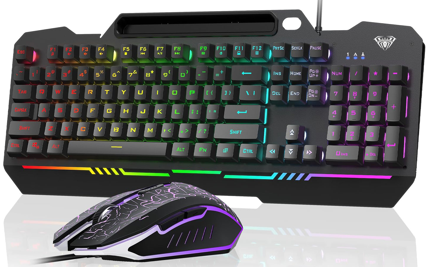 AULA Keyboard, T102 104 Keys Gaming Keyboard and Mouse Combo with RGB Backlit Quiet Computer Keyboard, All-Metal Panel, Waterproof Light Up PC Keyboard, USB Wired Keyboard Gaming for MAC Xbox PC Gamer