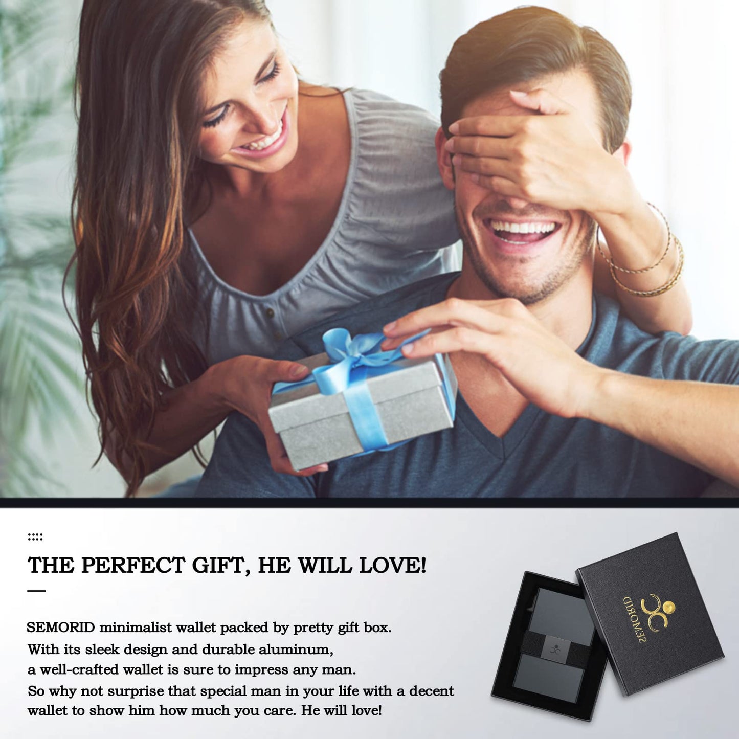 Slim Aluminum Card Holder Wallet for Men, Durable Expandable Backplate, RFID Blocking Minimalist Metal Pop Up Wallet, Holds 12+ Cards Plus Cash (Black)